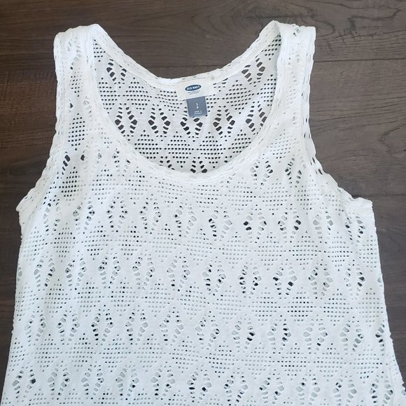 Old Navy Bright White Open Lace Tank Top, Size - S - Picture 3 of 7